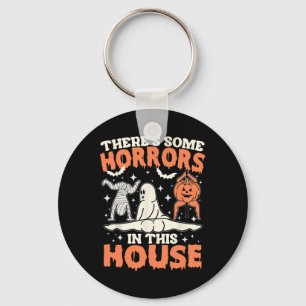 There's Some Horrors In This House Pumpkin Ghost H Key Ring