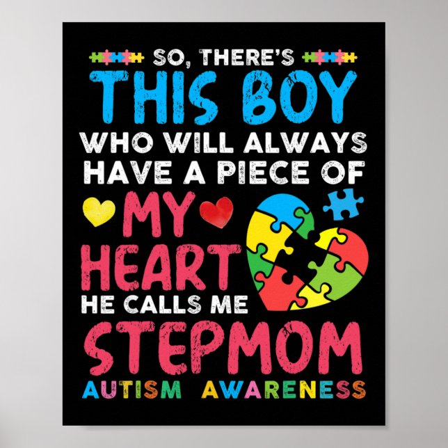 There's This Boy He Calls Me Stepmom Autism Awaren Poster (Front)