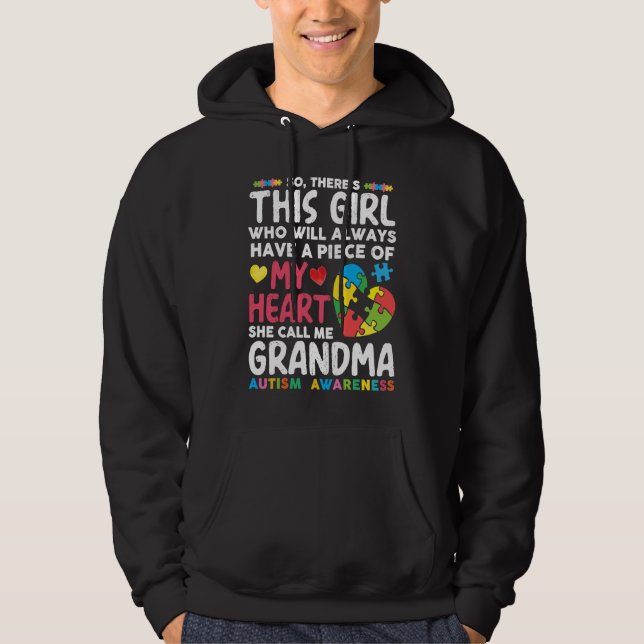 There's This Girl She Calls Me Grandma Autism Awar Hoodie (Front)