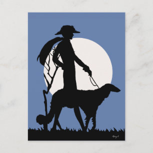 Theresa in Blue - Art Deco Lady with Dog Postcard