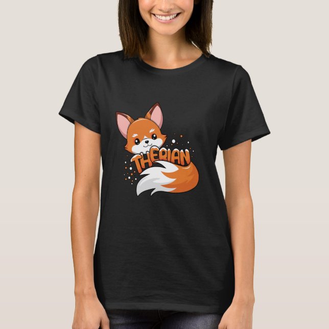 Therian Fox Furry Tail Proud Fox Kawaii Alter Kin  T-Shirt (Front)