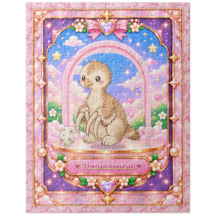 Therizinosaurus Dinosaur, Kawaii Art Jigsaw Puzzle