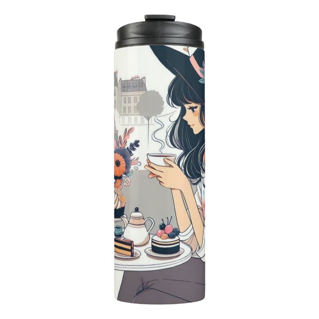Thermal coffee mug Paris coffee break (Front)