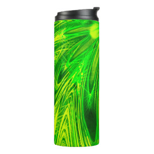 Thermal Tumbler Abstract Lines Green Flower