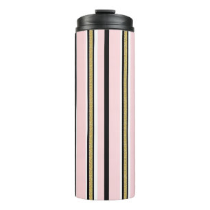 Thermal Tumbler Baby Pink & White Gold BlackStripe