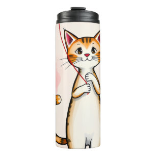 Thermal Tumbler Cat Kitten Red Hearts
