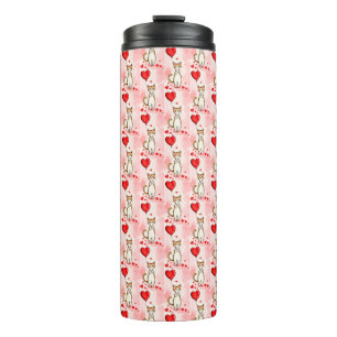 Thermal Tumbler Cat Kitten Red Hearts