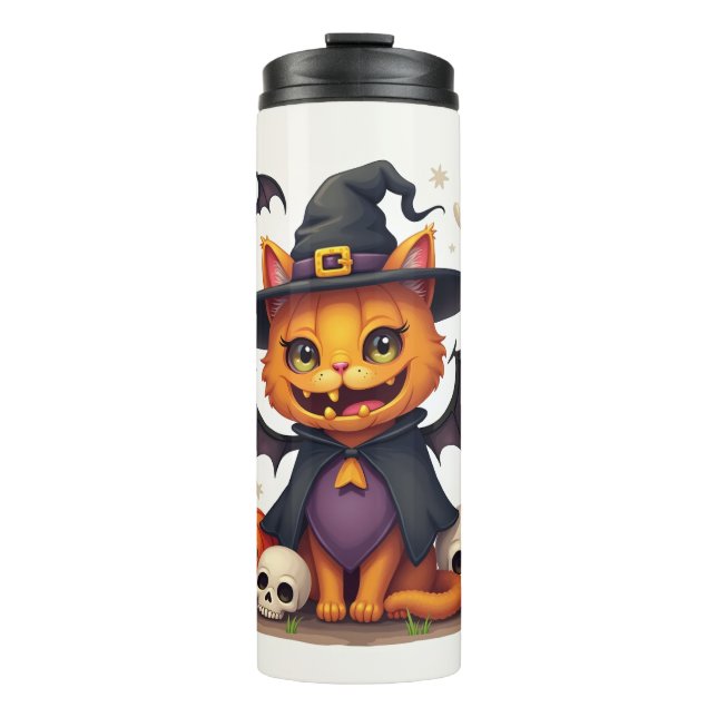 Thermal Tumbler Halloween Witch Cat (Front)