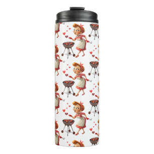 Thermal Tumbler Lady Cooking Red Hearts