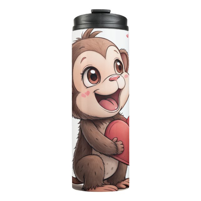 Thermal Tumbler Monkey Red Hearts (Front)