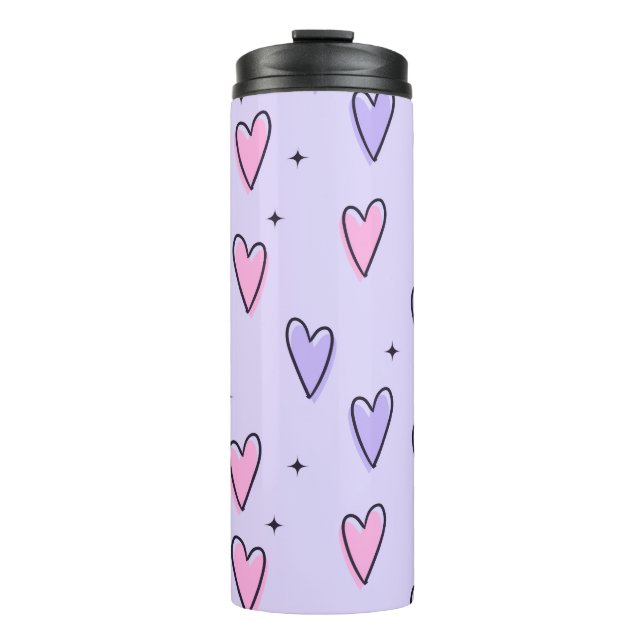 Thermal Tumbler Purple Pink Hearts (Front)