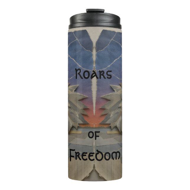 Thermal Tumbler – Roaring Sunset Lion (Front)