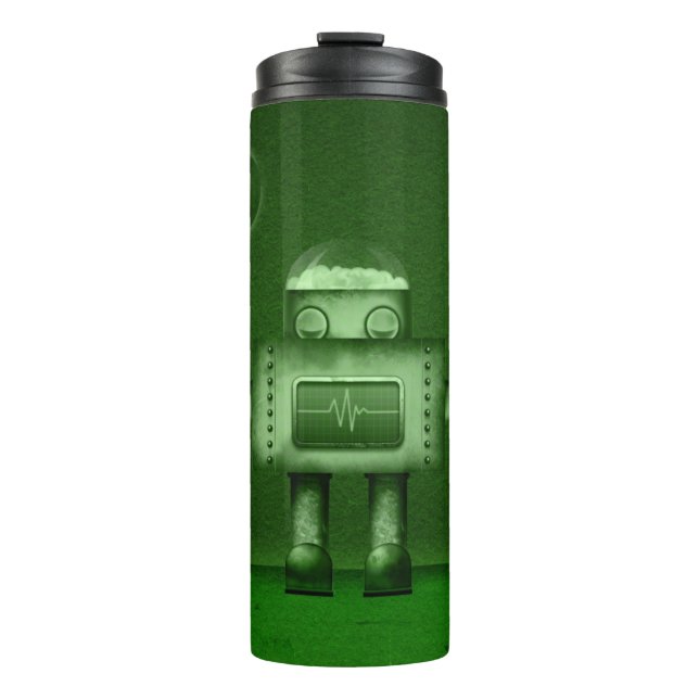 Thermal Tumbler - Sleep Robot - Green (Front)