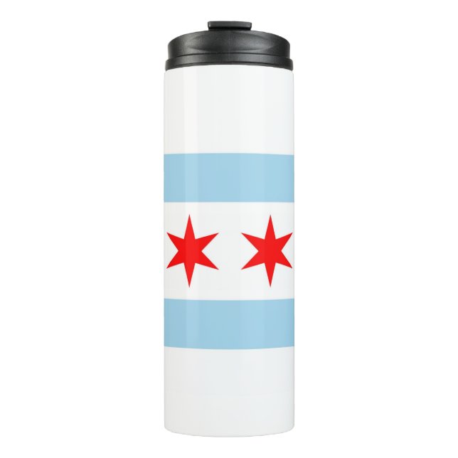 Thermal Tumbler with flag of Chicago, USA (Front)