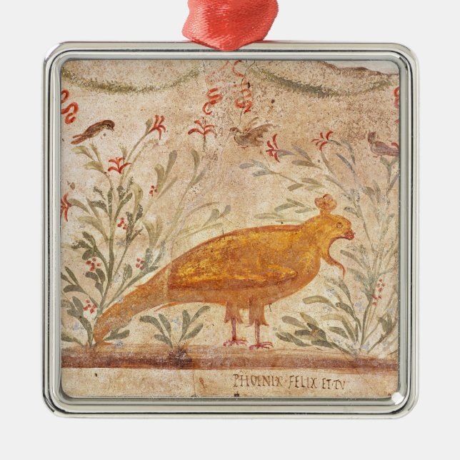 thermopolium  depicting phoenix and inscription metal tree decoration (Front)