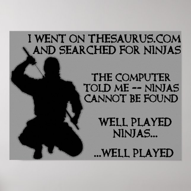 Thesaurus Ninjas Funny Ninja Poster Sign (Front)