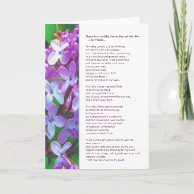 These are the gifts you've shared...Friendship Thank You Card (Front)