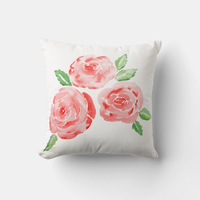 These are watercolor elegant roses cushion (Front)