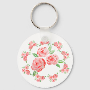 These are watercolor elegant roses key ring