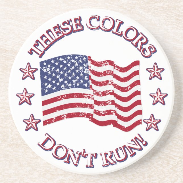 These Colours Don't Run! American Flag & Stars Coaster (Front)