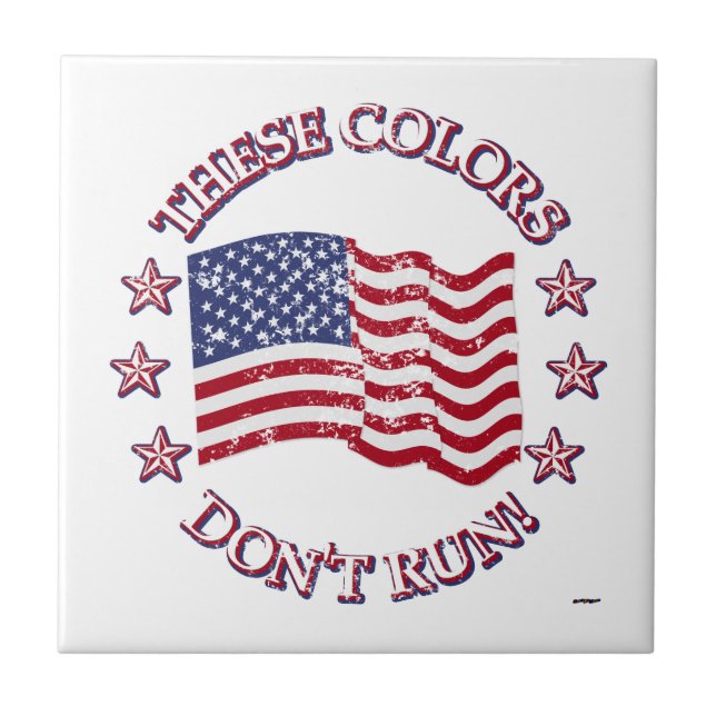 These Colours Don't Run! American Flag & Stars Tile (Front)
