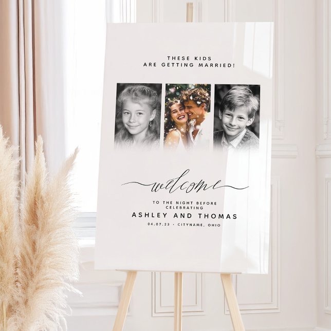 These Kids Are Getting Married Welcome Acrylic Sign (3 Photos Welcome Sign "These Kids Are Getting Married")
