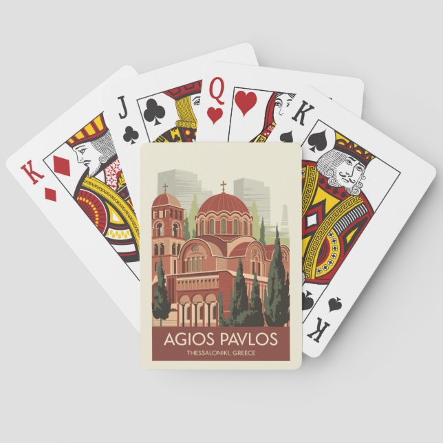 Thessaloniki Agios Pavlos Travel Art Vintage Playing Cards (Back)