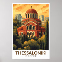 Thessaloniki Greece Agios Pavlos Travel Art Retro