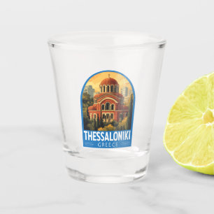 Thessaloniki Greece Agios Pavlos Travel Art Retro Shot Glass