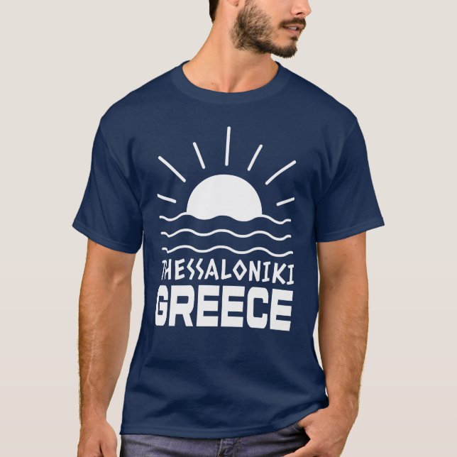 Thessaloniki Greece Sunshine, Sea Men's Navy Blue T-Shirt (Front)