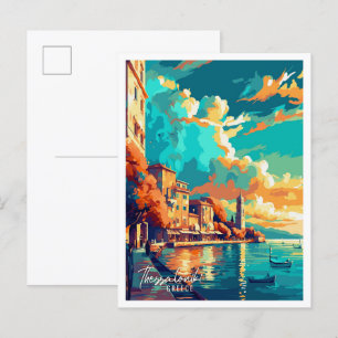 Thessaloniki Greece vintage travel illustration Postcard