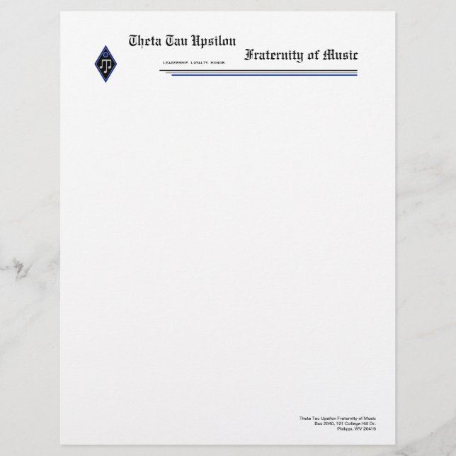 Theta Tau Upsilon Letterhead (Front)