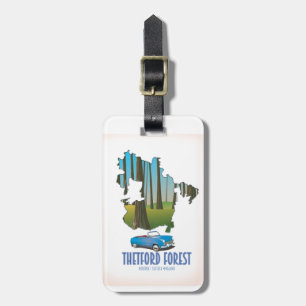 Thetford forest norfolk suffolk england map luggage tag