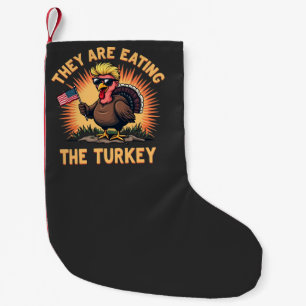 They Are Eating the Turkey Trump Vance  Small Christmas Stocking