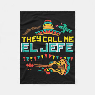 They Call Me El Jefe Guitar Cinco De Mayo Music Bo Fleece Blanket