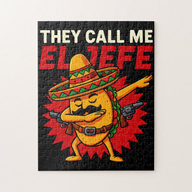 They Call Me El Jefe Taco Funny Boss Cinco De Mayo Jigsaw Puzzle (Vertical)