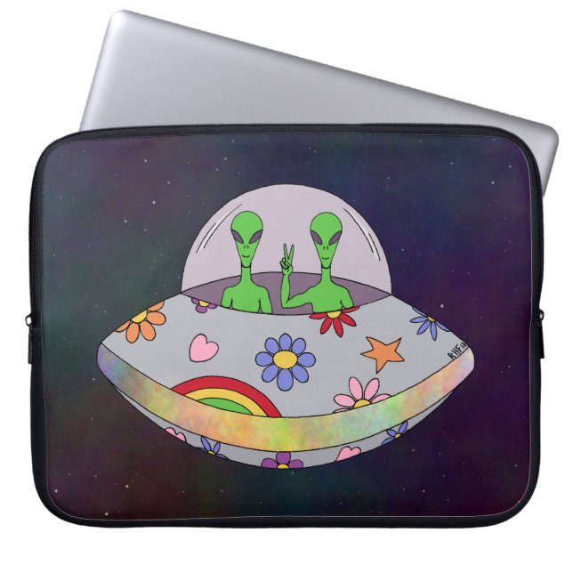 They Come in Peace UFO Laptop Sleeve (Front)