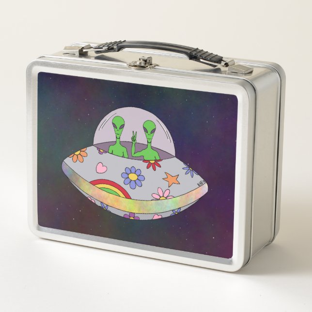 They Come in Peace UFO Metal Lunch Box (Front)