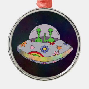 They Come in Peace UFO Metal Tree Decoration