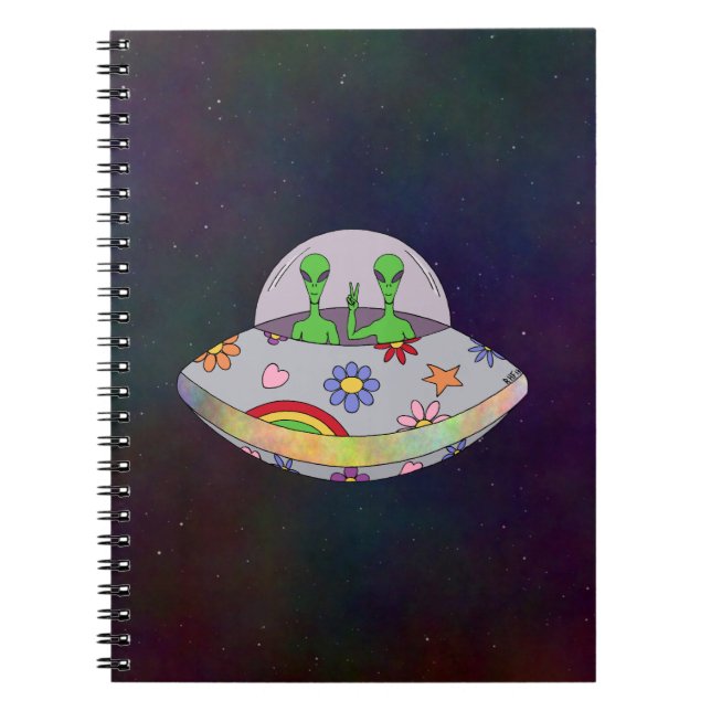 They Come in Peace UFO Spiral Notebook (Front)