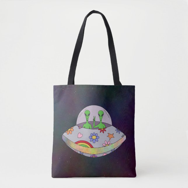 They Come in Peace UFO Tote Bag (Front)