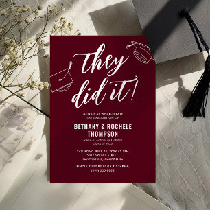 They Did It Joint Graduation Party Invitation