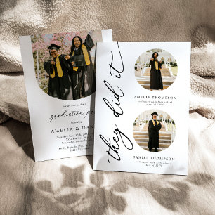 They Did It Joint Graduation Photo Invitation