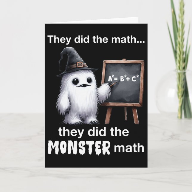 They Did The Monster Math Yeti Funny Halloween Tea Card (Front)