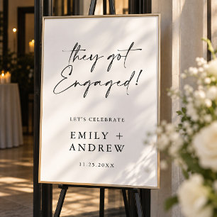 They got Engaged! Engagement Party Welcome Poster