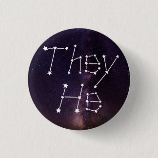 They/He Galaxy Starry Night Sky Constellation Pron 3 Cm Round Badge
