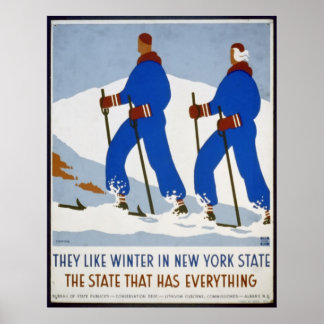 They Like Winter in New York State Vintage Poster
