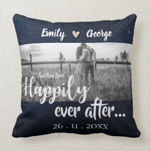 They Lived Happily Ever After Night Sky Wedding Cushion
