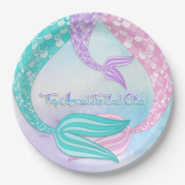 They Mermaid For Each Other Paper Plate (Front)