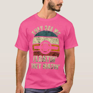 They See Me Retro Retro Electric Skateboard Float T-Shirt